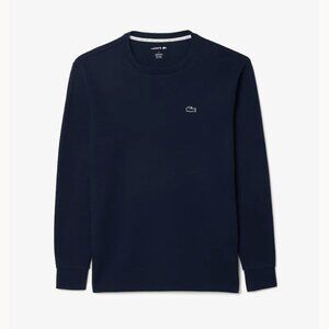 Lacoste Sleepwear 100% Cotton Waffle-Knit Thermal Sleep Shirt, Navy, L